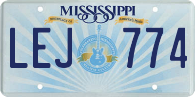 MS license plate LEJ774