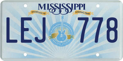 MS license plate LEJ778