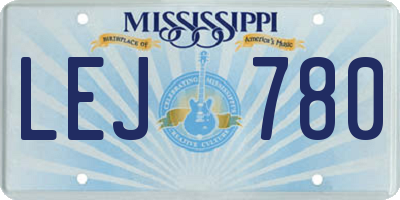 MS license plate LEJ780