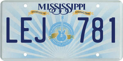 MS license plate LEJ781
