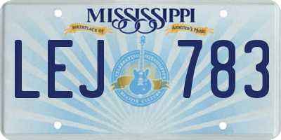 MS license plate LEJ783
