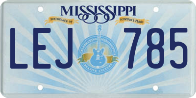 MS license plate LEJ785