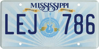 MS license plate LEJ786