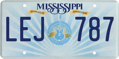 MS license plate LEJ787