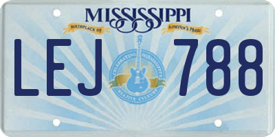 MS license plate LEJ788