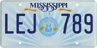 MS license plate LEJ789