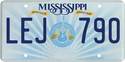 MS license plate LEJ790