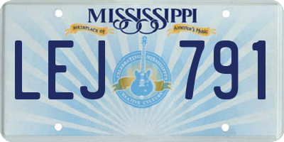MS license plate LEJ791