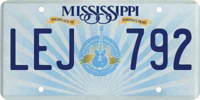 MS license plate LEJ792