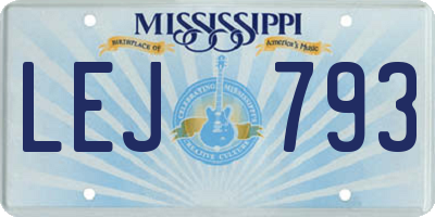 MS license plate LEJ793