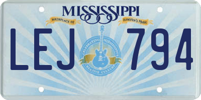 MS license plate LEJ794