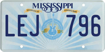 MS license plate LEJ796