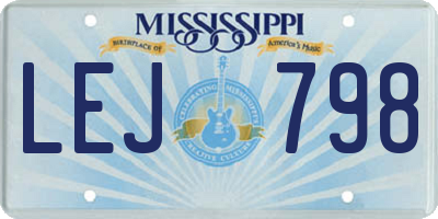 MS license plate LEJ798