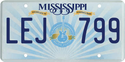 MS license plate LEJ799