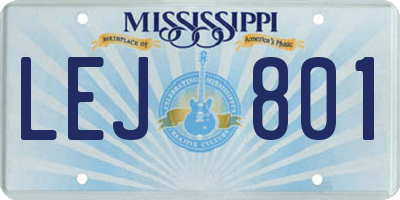 MS license plate LEJ801
