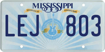 MS license plate LEJ803