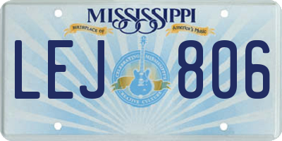 MS license plate LEJ806