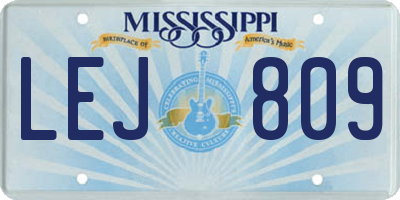 MS license plate LEJ809