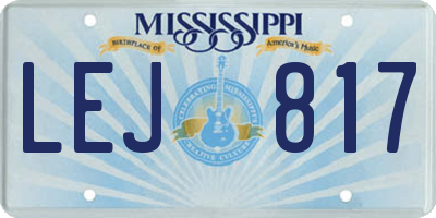MS license plate LEJ817