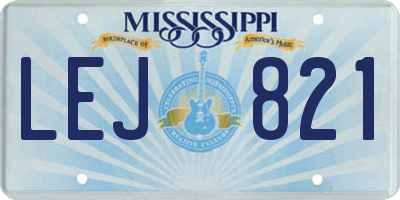 MS license plate LEJ821