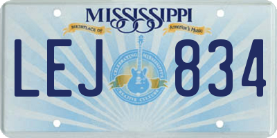 MS license plate LEJ834