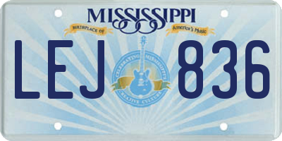 MS license plate LEJ836