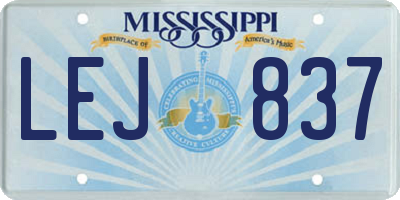MS license plate LEJ837
