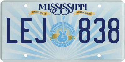 MS license plate LEJ838