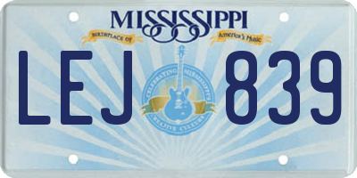 MS license plate LEJ839