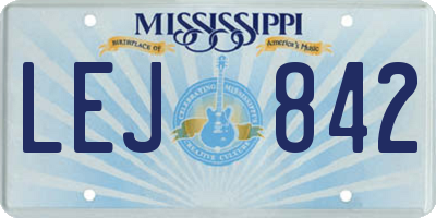 MS license plate LEJ842