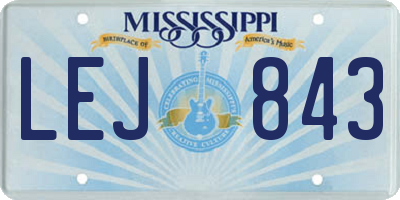 MS license plate LEJ843
