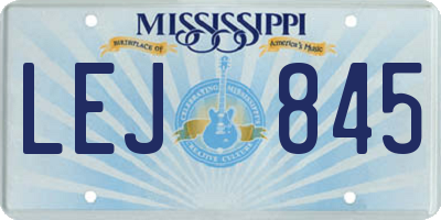 MS license plate LEJ845