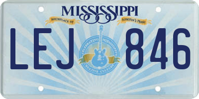 MS license plate LEJ846