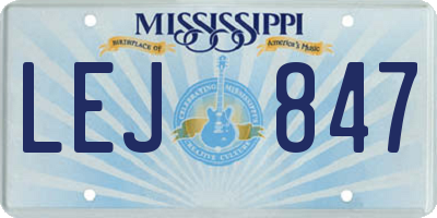 MS license plate LEJ847