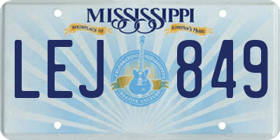 MS license plate LEJ849