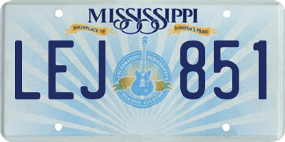 MS license plate LEJ851