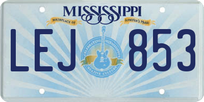 MS license plate LEJ853