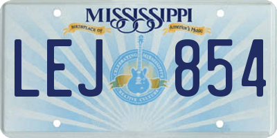 MS license plate LEJ854