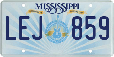 MS license plate LEJ859