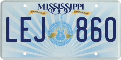 MS license plate LEJ860