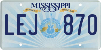 MS license plate LEJ870