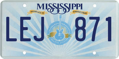 MS license plate LEJ871