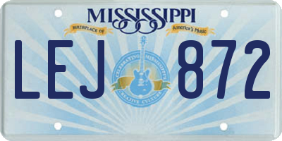 MS license plate LEJ872