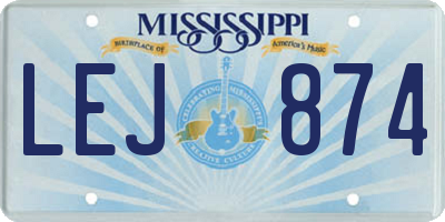 MS license plate LEJ874