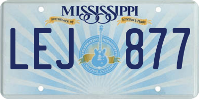 MS license plate LEJ877