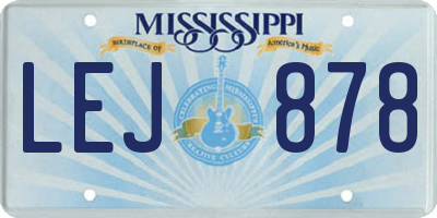 MS license plate LEJ878