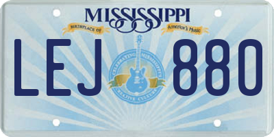 MS license plate LEJ880