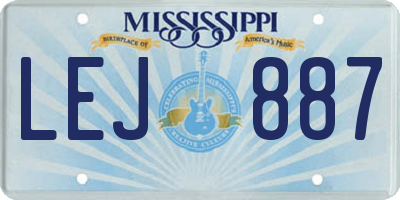 MS license plate LEJ887