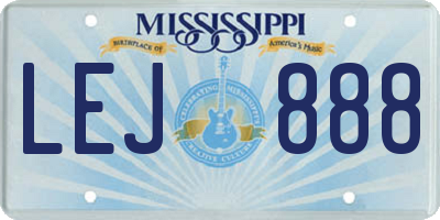 MS license plate LEJ888