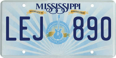 MS license plate LEJ890